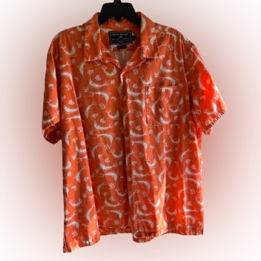 POLO Sport Ralph Lauren Branded Cotton Marlin Short‎ Sleeve Button Down
